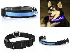 Pets: LED Dog Pet Flashing Light Up Safety Collar Blue S