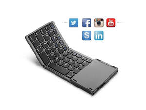 Computer: 64-Key Foldable Wireless Bluetooth Keyboard with Touchpad