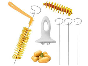 Kitchen: Spiral Potato Cutter for Homemade Chips | Stainless Steel & ABS