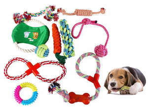 Pack of 10 Dog Toy Set Pet Dog Rope Gift Chew Cotton Plush