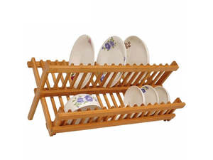Home Living: 2-Tier Bamboo Dish Rack, Compact, Space-Saving
