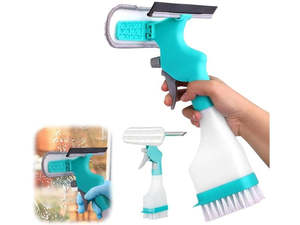 Home Living: 3-in-1 Window Cleaning Squeegee Spray Bottle & Scrub Wiper Tool