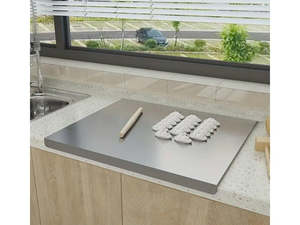 Kitchen: Stainless Steel Cutting Board with Lip Counter Edge Protector