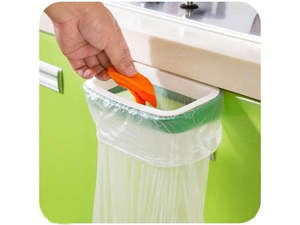 Kitchen: Kitchen Cabinet Mounted Rubbish Rack Holder