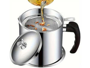 Stainless Steel Oil Filter Pot 1.8L Storage Can with Mesh