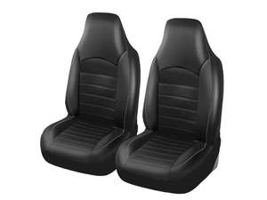 Motor: PU Leather Universal Car Seat Covers - 2pc Front Seat Pair Black