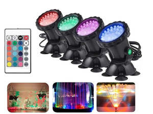 Aquarium Pumps Filters: 4Pack Submersible RGB LED Pond Lights IP68 Waterproof Spotlight