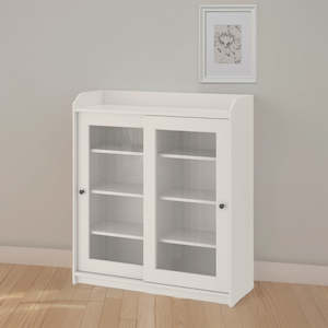 IKEA HAUGA Glass door cabinet, white, 105x116 cm