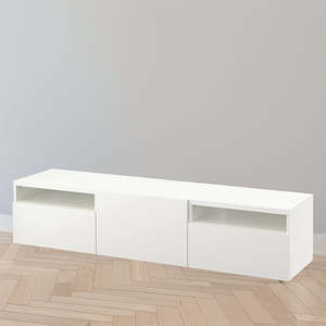 Tv Benches: IKEA BESTA TV bench w door/2 drawers, white, 180x42x39 cm