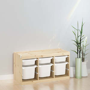 Childrens Storage: IKEA TROFAST Storage with 6 boxes, pine/white, 99x44x52 cm