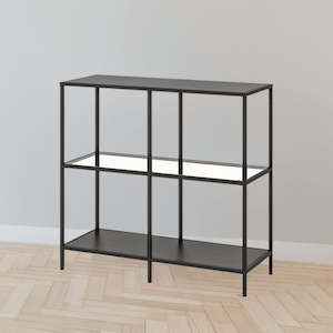 Top 50: IKEA VITTSJO Shelving unit, black-brown/glass, 100x93 cm