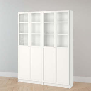 Top 50: IKEA BILLY Bookcase with glass/panel doors, white, 160x30x202 cm