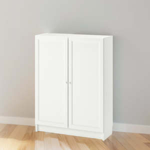 IKEA BILLY Bookcase with panel doors, white, 80x30x106 cm