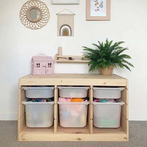 Top 50: IKEA TROFAST Storage with 6 boxes, pine/white, 93x44x53 cm