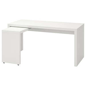Tables Chairs: IKEA MALM Desk w pull-out panel, white, 151x65 cm