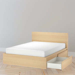 Queen Beds: IKEA MALM Bed with 4 drawers, oak veneer, Queen