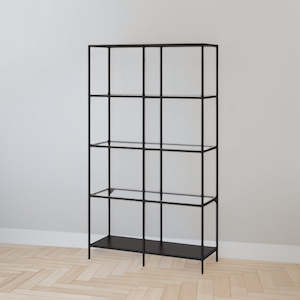 Glass Cabinets: IKEA VITTSJO Shelving unit, black-brown/glass, 100x175 cm