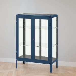 Glass Cabinets: IKEA FABRIKOR Glass-door cabinet, black-blue, 81x113 cm