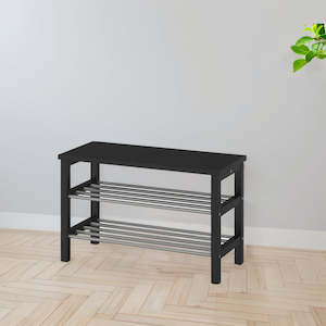 Storage Organisers: IKEA TJUSIG Bench with shoe storage, black, 81x34x50 cm