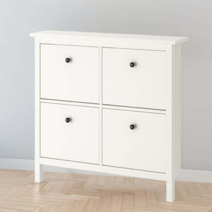 Shoe Strorage: IKEA HEMNES Shoe cabinet with 4 doors, white, 107x22x101 cm