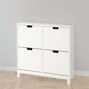 Shoe Strorage: IKEA STALL Shoe cabinet with 4 doors, white, 96x17x90 cm