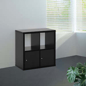 New Lower Price: IKEA KALLAX Shelving with 2 doors, 2x2, black-brown, 77x77 cm