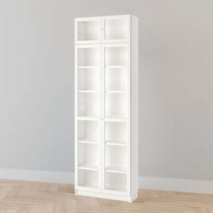 Billy Bookcases: IKEA BILLY Bookcase with glass doors/extension, white, 80x30x237 cm