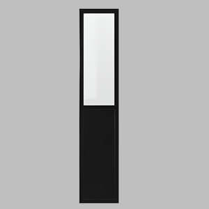 H Shelving Bookcase: IKEA BILLY OXBERG panel/glass door, black oak effect, 40x192 cm