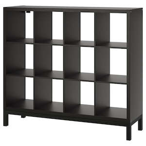 IKEA KALLAX Shelving with underframe, black brown, 147x129 cm