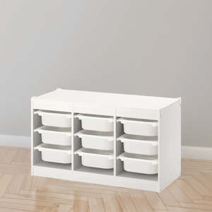 Childrens Storage: IKEA TROFAST Storage with 9 boxes, white, 99x44x56 cm