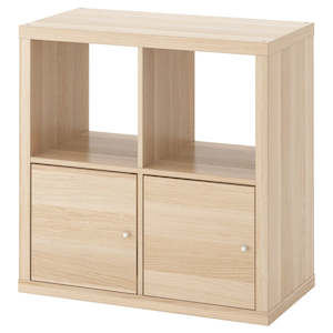 IKEA KALLAX Shelving with 2 doors, oak effect, 77x77 cm