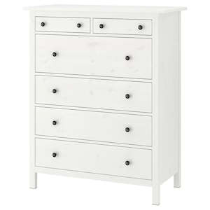IKEA HEMNES Chest of 6 drawers, white stain, 108x131cm (Sample Clearance)