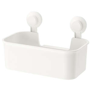 Bathes: IKEA TISKEN Basket with suction cup, white