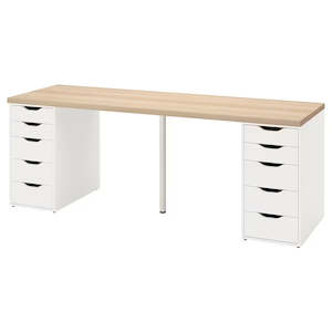 IKEA LAGKAPTEN / 2 ALEX Desk, 200x60 cm, oak/white