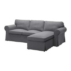 IKEA EKTORP Cover 3-seat sofa w chaise longue, nordvalla dark grey
