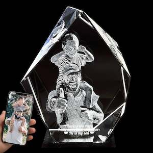 NZ Made Personalised Large 3D Photo Crystal Prestige - 108mm x 127mm x 60mm
