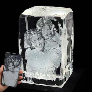 NZ Made Personalised 3D Photo Crystal Rectangle - 50mm x 80mm x 50mm