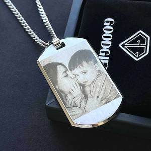 NZ Made Personalised Custom Photo & Text Dog Tag Necklace