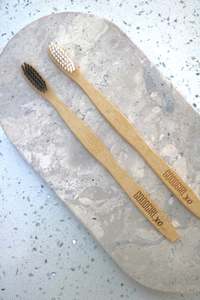 Toothbrushes: Bamboo Toothbrush Ergonomic Charcoal-infused
