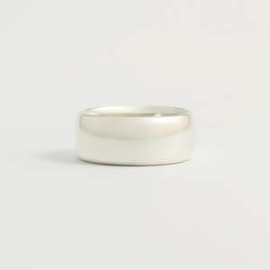 White Gold: White Gold Wedding Band - 8mm Wide - Rounded - Polished