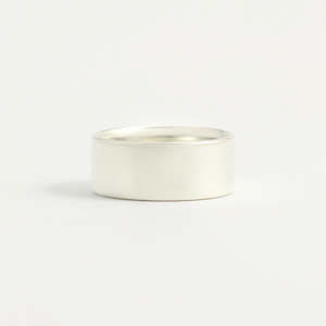 White Gold Wedding Band - 8mm Wide - Flat - Polished