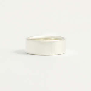 White Gold Wedding Band - 7mm Wide - Flat - Polished