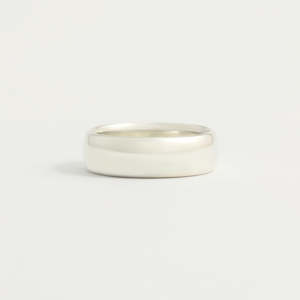 White Gold: White Gold Wedding Band - 6mm Wide - Rounded - Polished