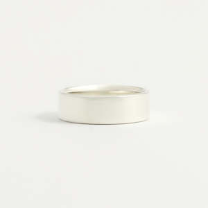 White Gold Wedding Band - 6mm Wide - Flat - Polished