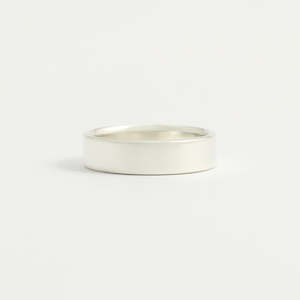 White Gold Wedding Band - 5mm Wide - Flat - Polished