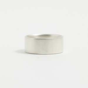 White Gold Wedding Band - 8mm Wide - Flat - Matte