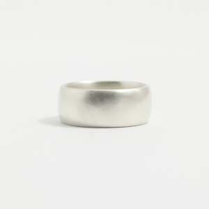 White Gold Wedding Band - 8mm Wide - Rounded - Matte