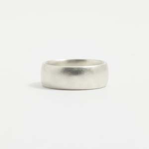 White Gold Wedding Band - 7mm Wide - Rounded - Matte