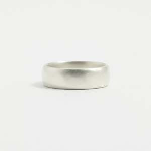 White Gold Wedding Band - 6mm Wide - Rounded - Matte