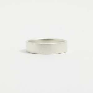 White Gold Wedding Band - 5mm Wide - Flat - Matte